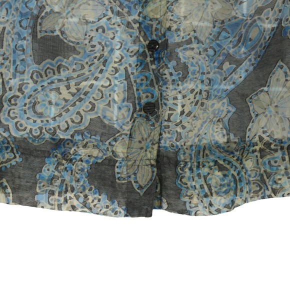 Bamboo Traders Blouse Womens Large Brown Floral Sheer Linen Blend Burnout Top - Picture 6 of 9